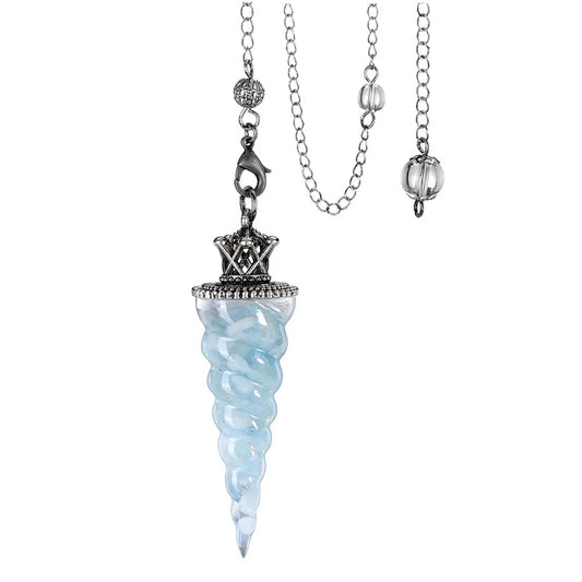 Resin 7 Chakra Aquamarines Pendulum Natural Chip Stone Crystal Pendant