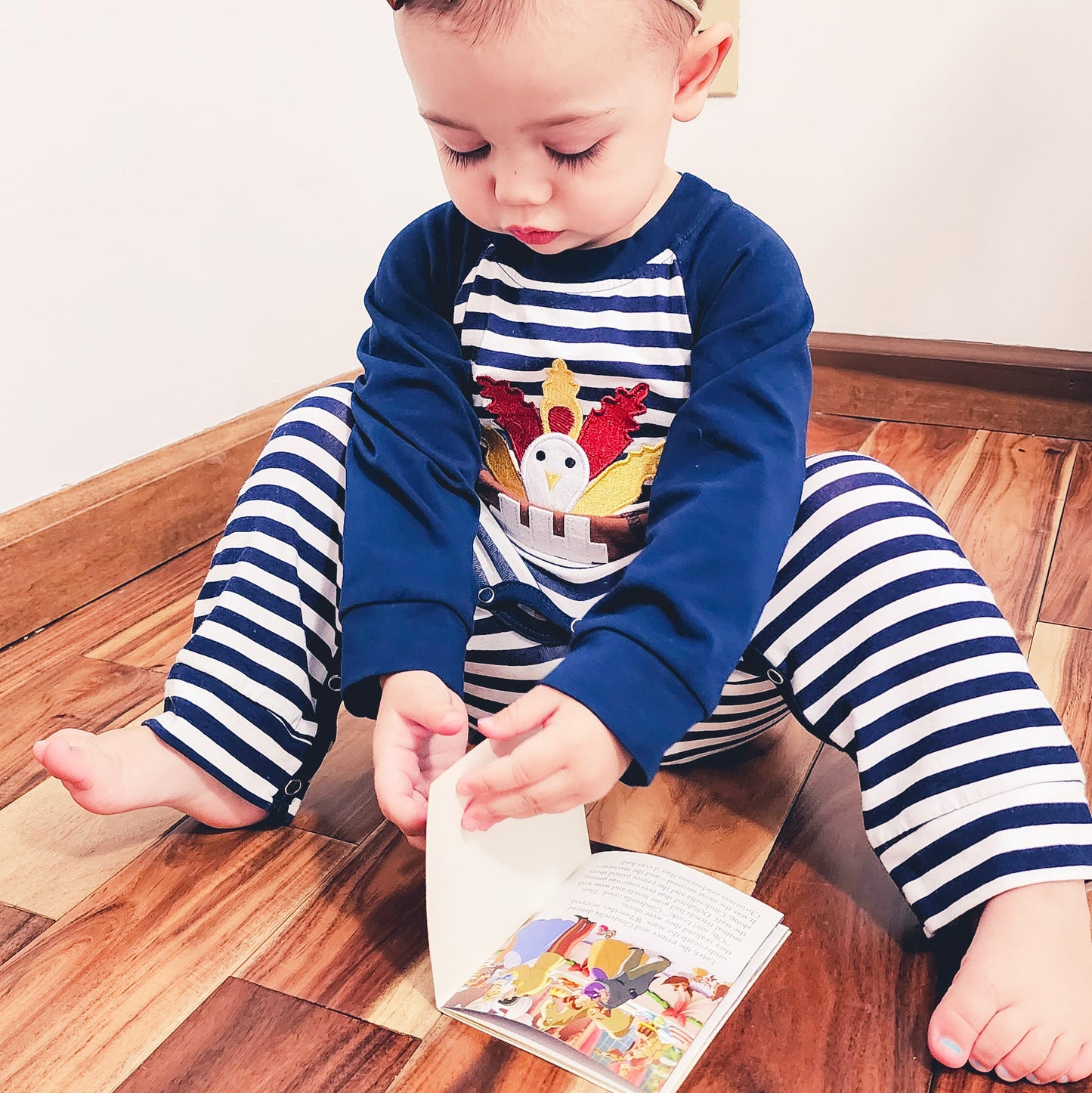 AnnLoren Boys Long Sleeve Turkey Football Romper