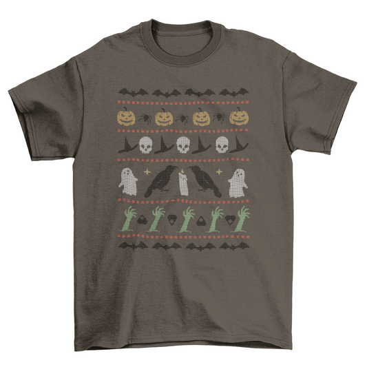 Halloween Spooky Ugly Sweater T-Shirt – Boo-tifully Comfy for the Sleep-Deprived and Pumpkin-Spiced