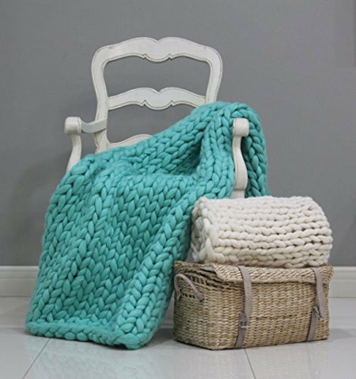 100% Acrylic Hand Chunky Knitted Blanket