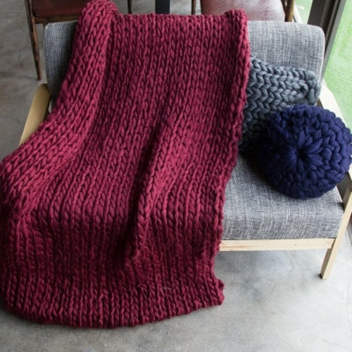 100% Acrylic Hand Chunky Knitted Blanket