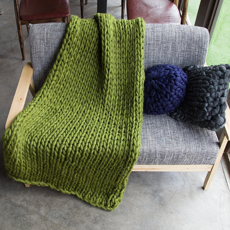 100% Acrylic Hand Chunky Knitted Blanket