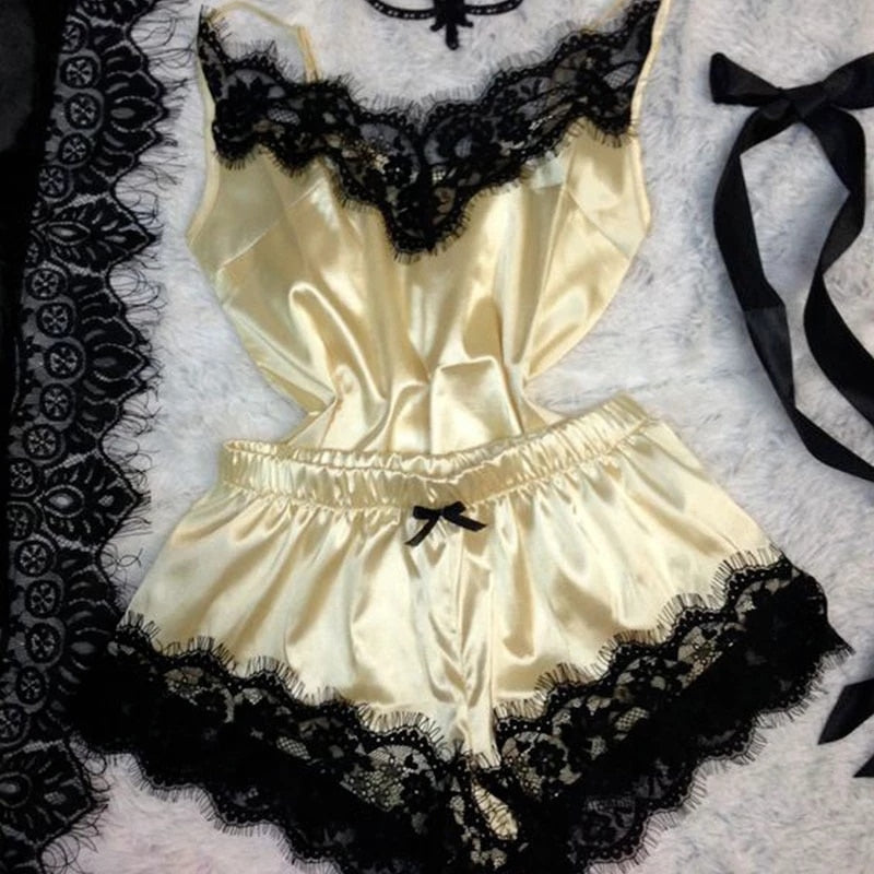 Satin Shorts Sleepwear Set