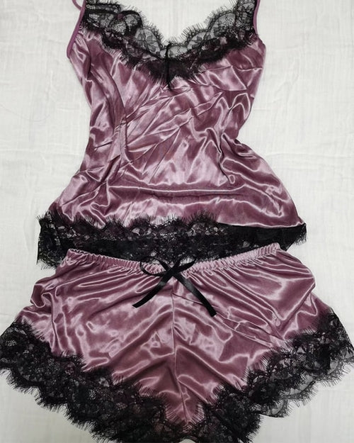 Satin Shorts Sleepwear Set