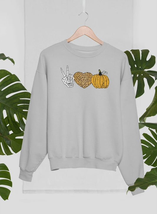 Peace Love Halloween Sweatshirt – Cozy Spooky Vibes for Sleepy Souls