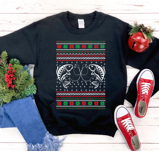 Fish Ugly Christmas Sweatshirt – Hooked on Holiday Humor and Cozy Comfort!