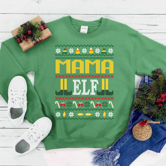 Mama ELF Christmas Sweatshirt – Unisex Holiday Sweatshirt
