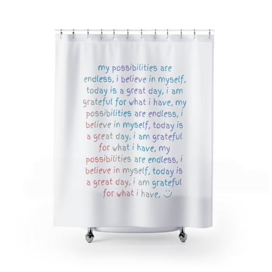 Positive Affirmations Shower Curtain — The Shower That Speaks to Your Soul