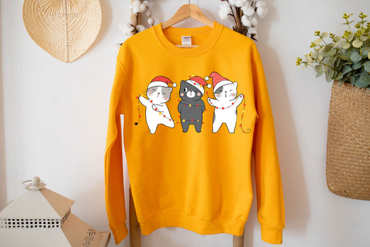 Cute Cats Christmas Sweatshirt – Cozy Holiday Sweatshirt for Cat Lovers
