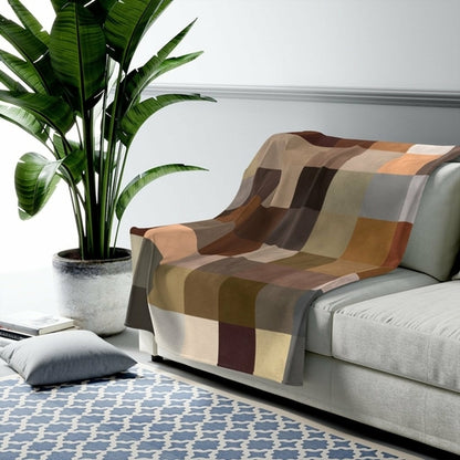Decorative Throw Blanket Brown Multi Color Block Pattern