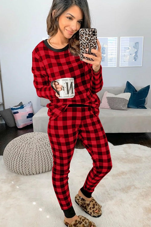 Red Loungewear Set - Plaid