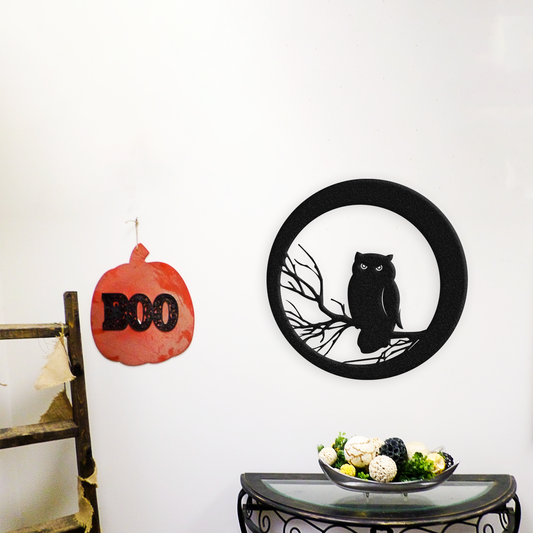 Halloween Owl Metal Wall Art – Spooky Elegance Meets Lasting Charm