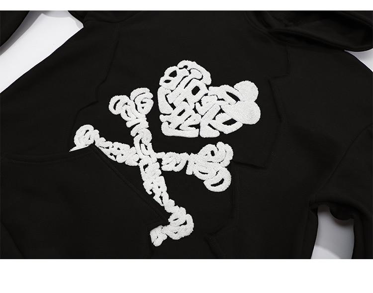 Heart Bone Graffiti Oversized Fleece Hoodie