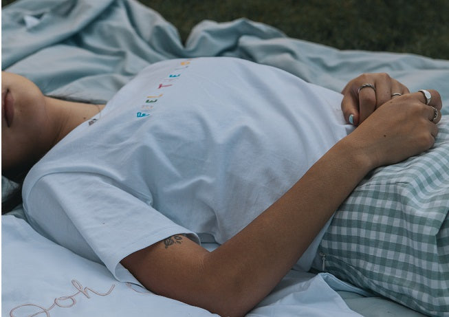 sleep top worn by a woman