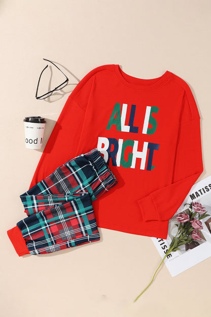 ALL IS BRIGHT Plaid Christmas Pajamas Set