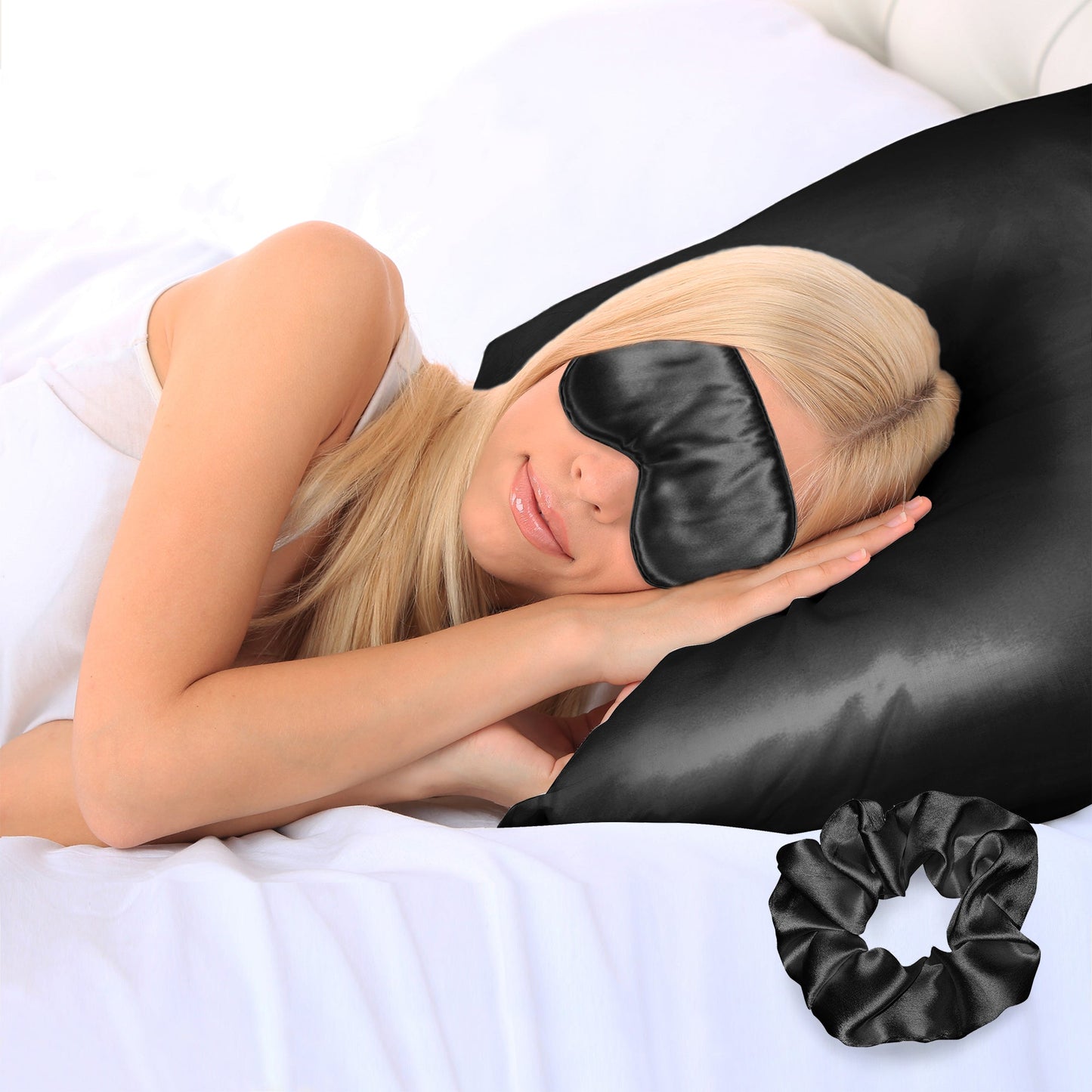 Super-Soft Satin Pillowcase, Eye Mask & Scrunchie Bundle