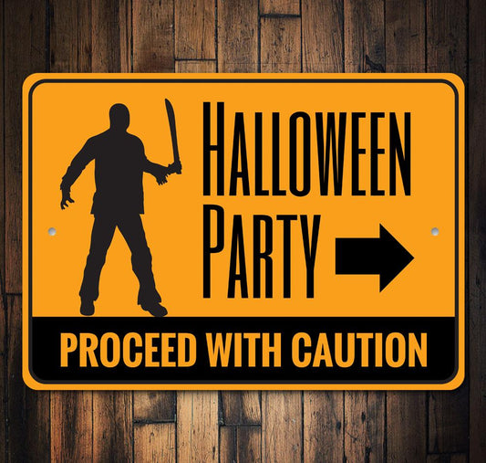 Halloween Party Caution Sign