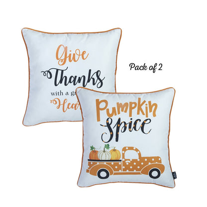 Thanksgiving Pumpkin Spice Throw Pillow Covers