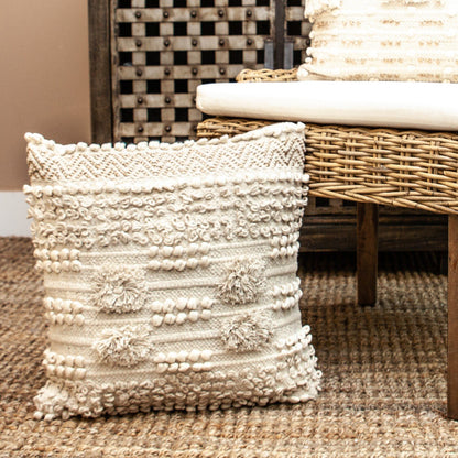 Warm Ivory Chunky Throw Pillow