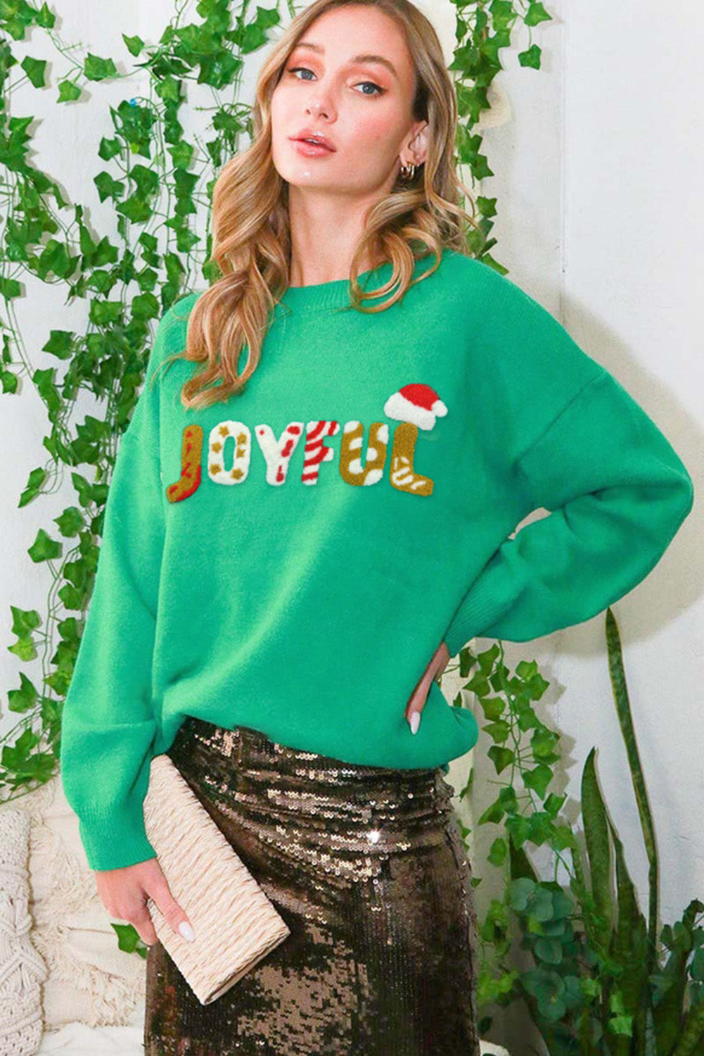 JOYFUL Graphic Christmas Sweater