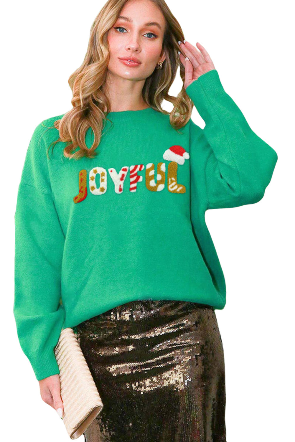 JOYFUL Graphic Christmas Sweater