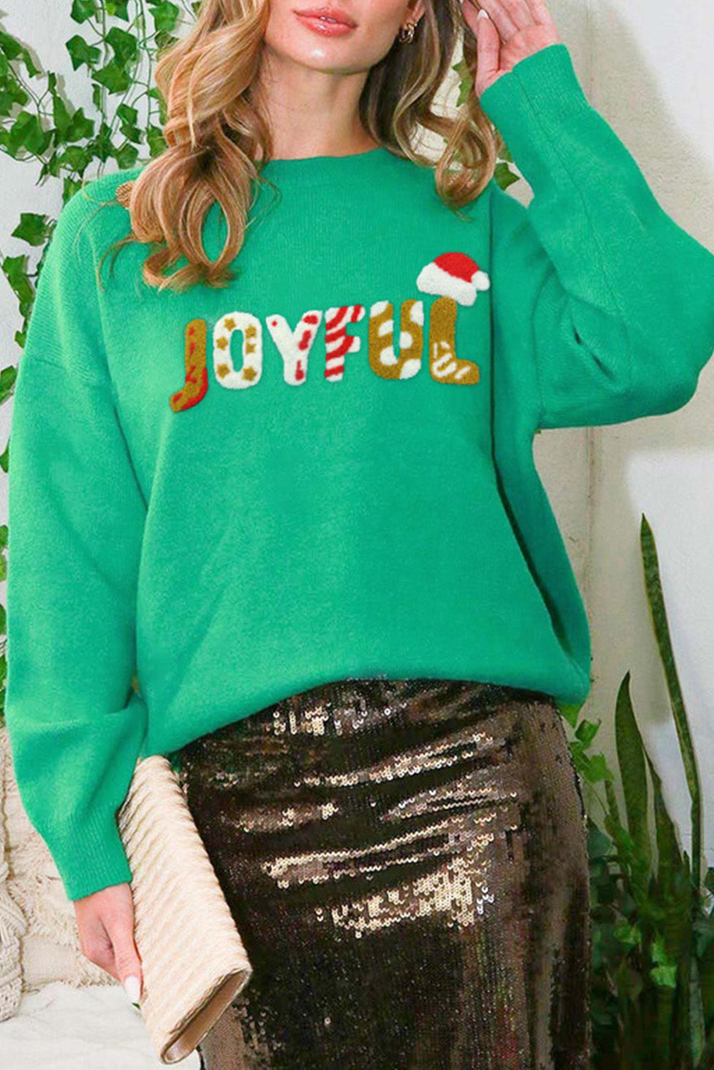 JOYFUL Graphic Christmas Sweater