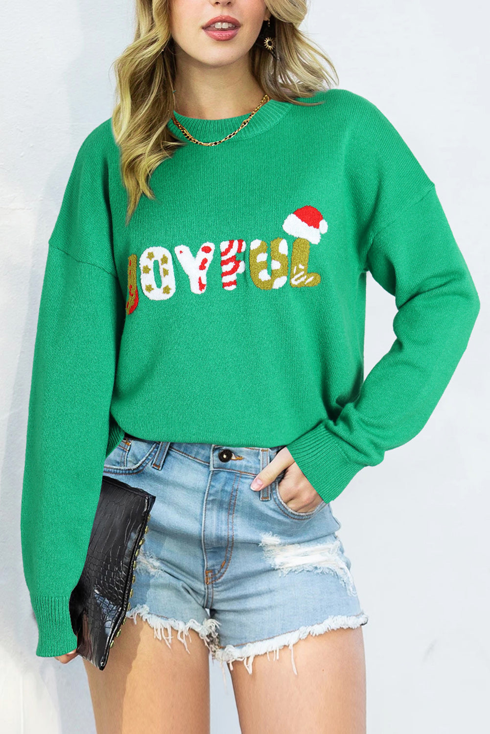 JOYFUL Graphic Christmas Sweater