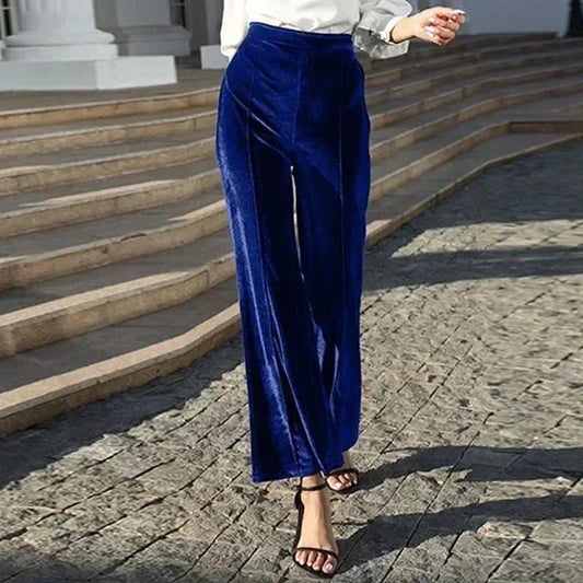 Velvet Flared High Waist Women Pants