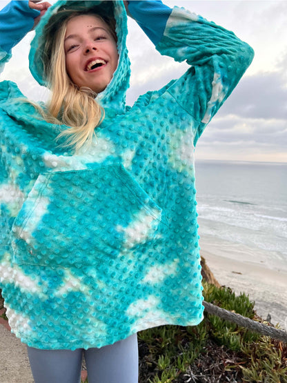 Girls Oversized Hoodie | Turquoise Tie dye | Limeapple