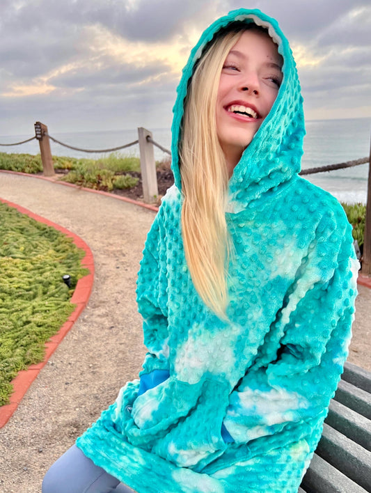 Girls Oversized Hoodie | Turquoise Tie dye | Limeapple