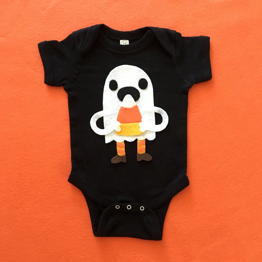 Candy Corn Love Ghost Baby Halloween Bodysuit