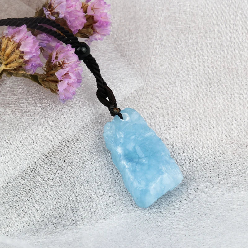 1PC Natural Aquamarine Stone Blue Pendant Natural Quartz Healing Stone