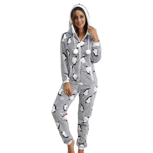 Warm Flannel Pajama Onesies for Women