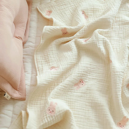 Baby Blanket with Bear Embroidery