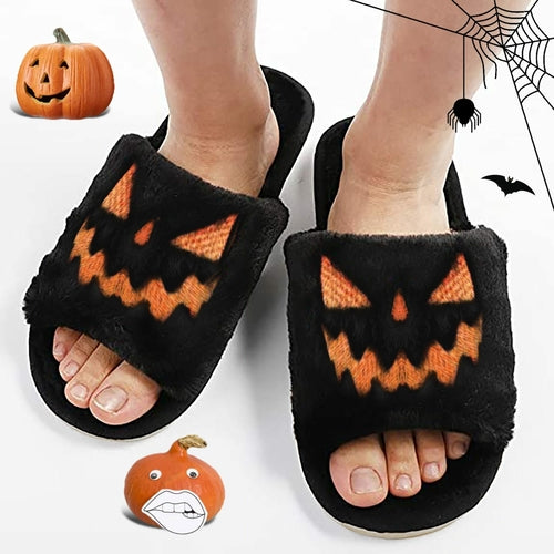 Halloween Pumpkin Fuzzy Slippers