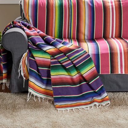 Striped Tassels Throw Rug