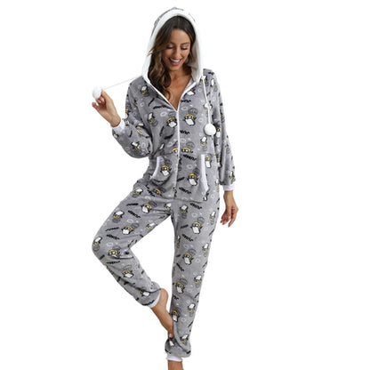 Warm Flannel Pajama Onesies for Women