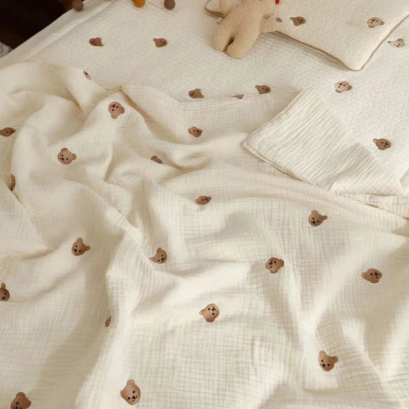 Baby Blanket with Bear Embroidery
