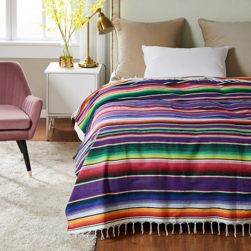 Striped Tassels Throw Rug