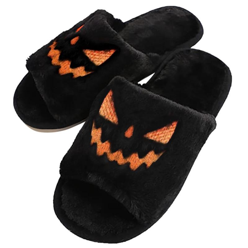 Halloween Pumpkin Fuzzy Slippers