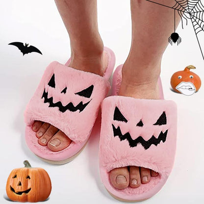 Halloween Pumpkin Fuzzy Slippers