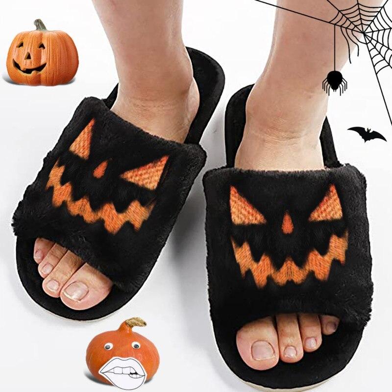 Halloween Pumpkin Fuzzy Slippers