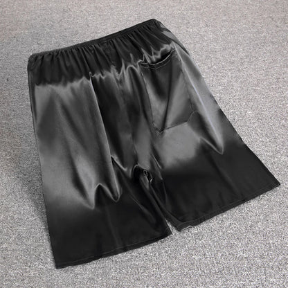 Men's Elastic Waist Silk Pajama Shorts