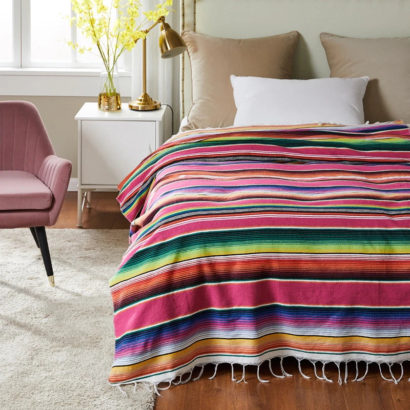Striped Tassels Throw Rug