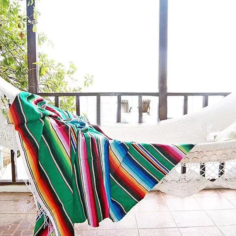 Striped Tassels Throw Rug