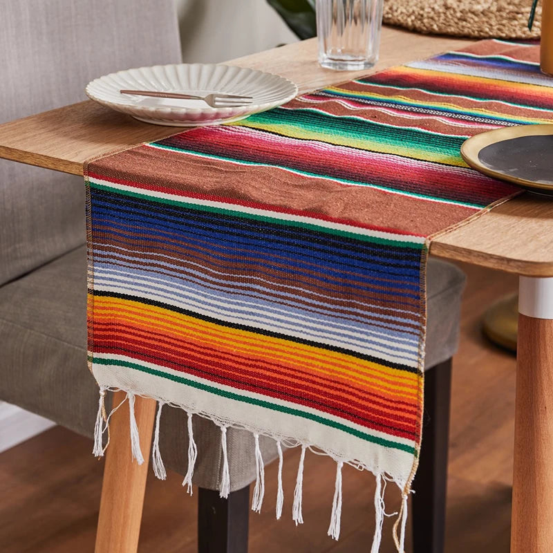 Striped Tassels Throw Rug