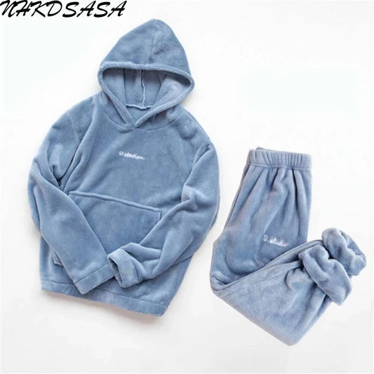 Women Winter Flannel Pajama Set