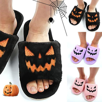 Halloween Pumpkin Fuzzy Slippers