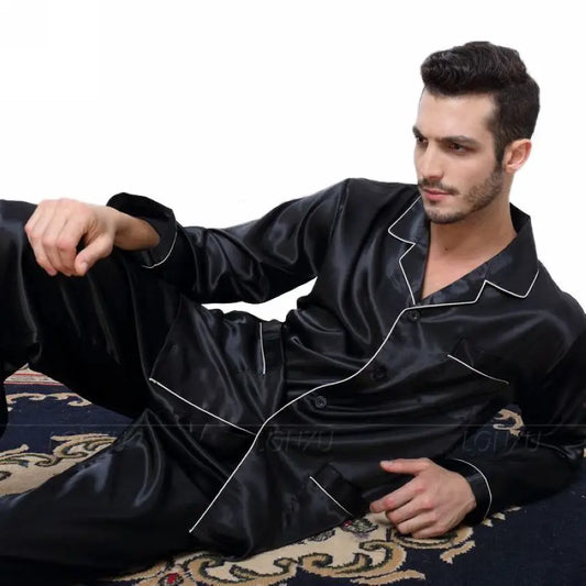 Mens Silk Satin Pajamas