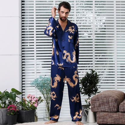 Men Silk Pajamas Pajama Set